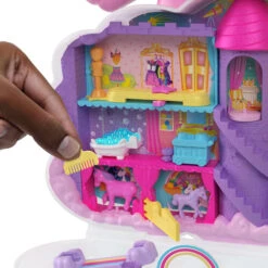 MATTEL Polly Pocket - Einhorn Haarspiel Schatulle -Spielzeug Aktionen Geschäft 247140 194735109303 Mattel Polly Pocket Einhorn Haarspiel 019