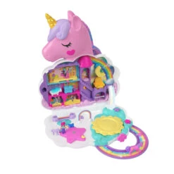 MATTEL Polly Pocket - Einhorn Haarspiel Schatulle -Spielzeug Aktionen Geschäft 247140 194735109303 Mattel Polly Pocket Einhorn Haarspiel 09